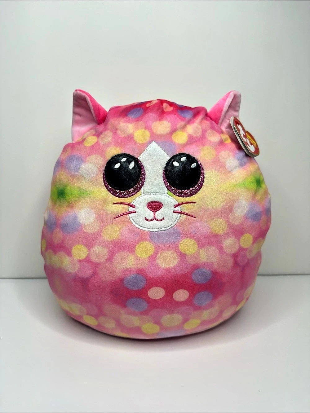 TY Squishy Beanies Zoey Pink Rainbow Cat 11 Inch Plush Stuffed Animal